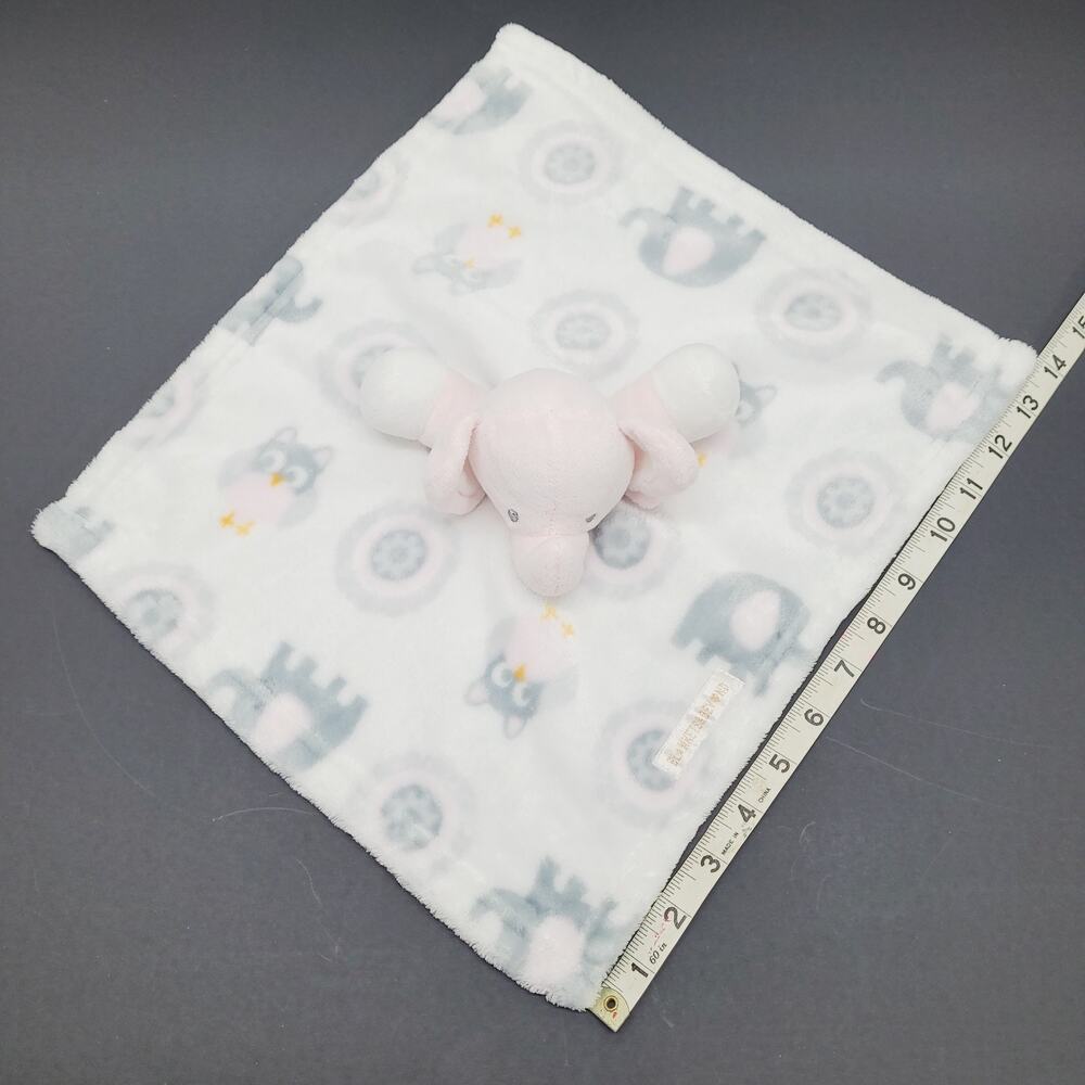 Blankets and Beyond Elephant Lovey Pink Security Blanket Plush Gray White